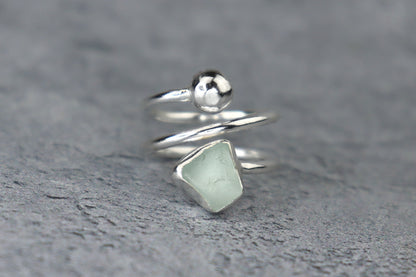 UK Size J/K Welsh Sea Glass Ring