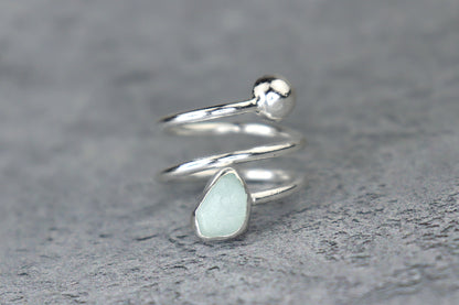 UK Size L/M Welsh Sea Glass Ring
