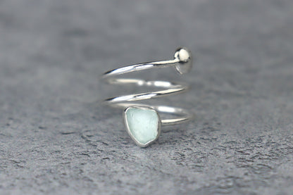 UK Size L/M Welsh Sea Glass Ring