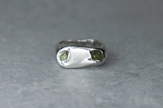 UK Size O Welsh Sea Glass Signet Ring