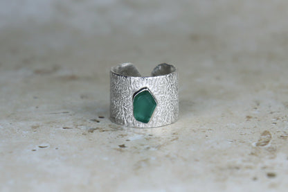 UK Size P/Q Reticulated Welsh Sea Glass Ring