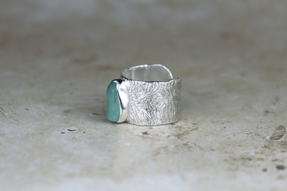 UK Size L Reticulated Welsh Sea Glass Ring