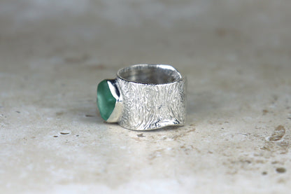 UK Size T Reticulated Welsh Sea Glass Ring