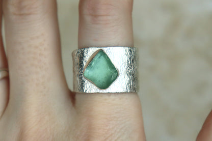 UK Size T Reticulated Welsh Sea Glass Ring