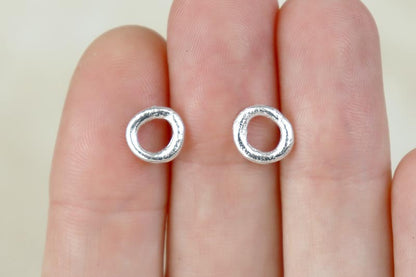 Molten Circle Sterling Silver Studs