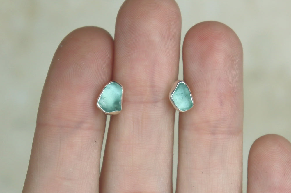 Welsh Sea Glass Stud Earrings