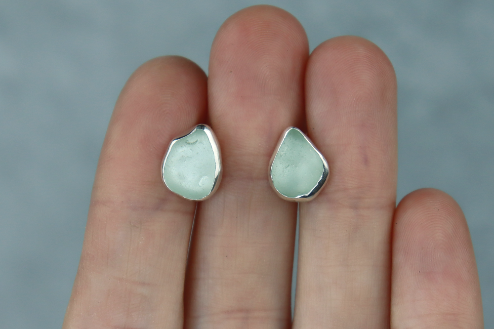 Welsh Sea Glass Stud Earrings
