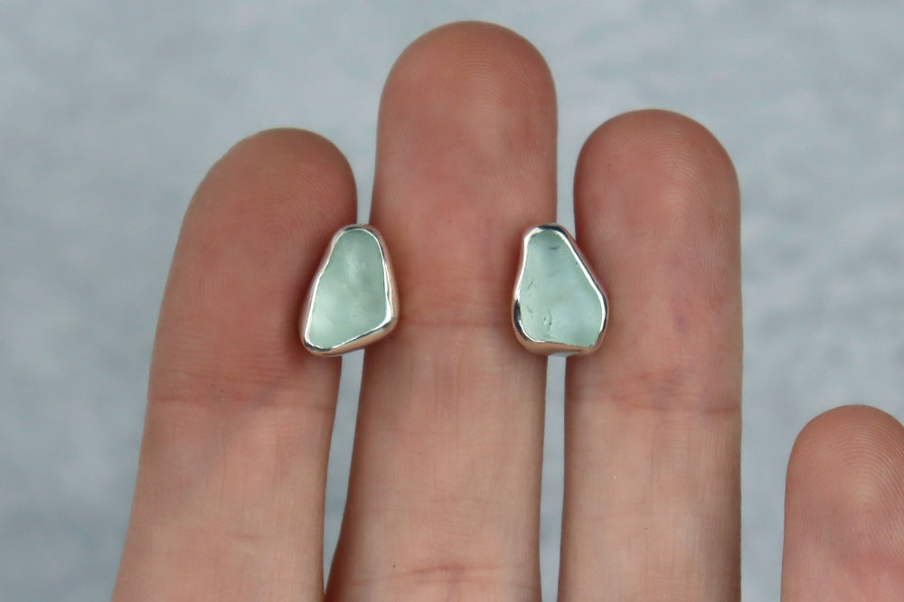Welsh Sea Glass Stud Earrings