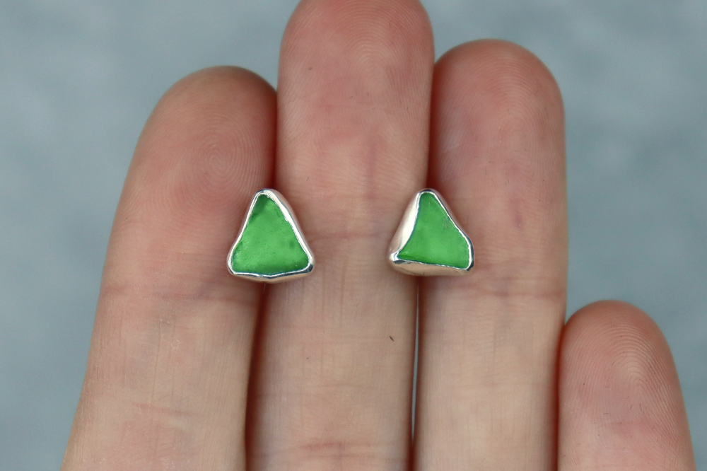 Welsh Sea Glass Stud Earrings
