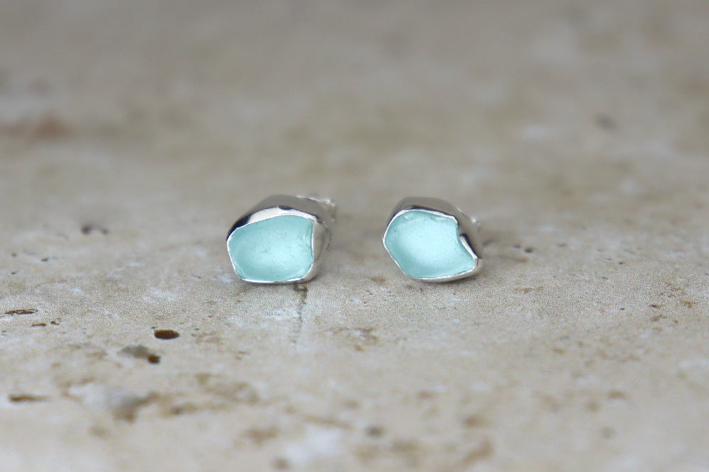 Welsh Sea Glass Stud Earrings
