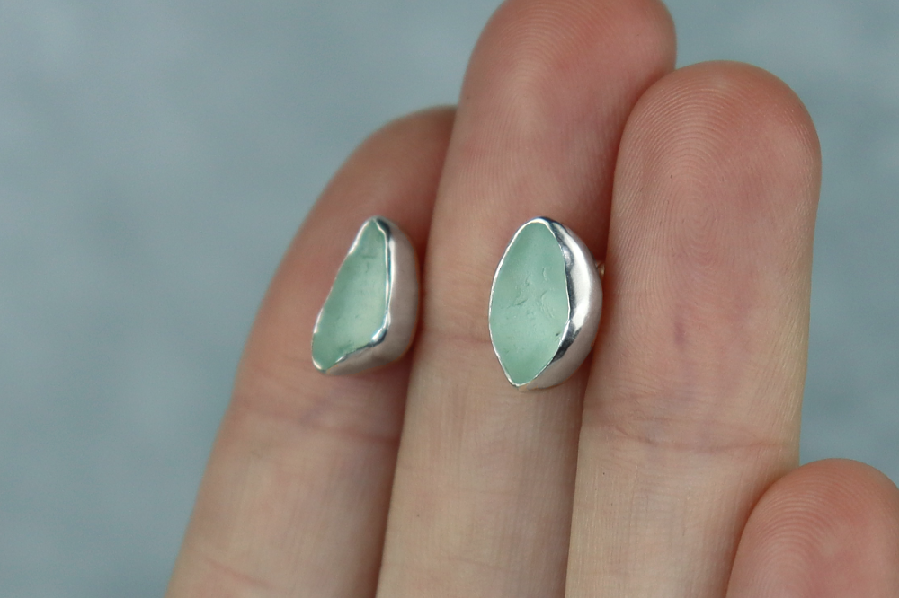 Welsh Sea Glass Stud Earrings