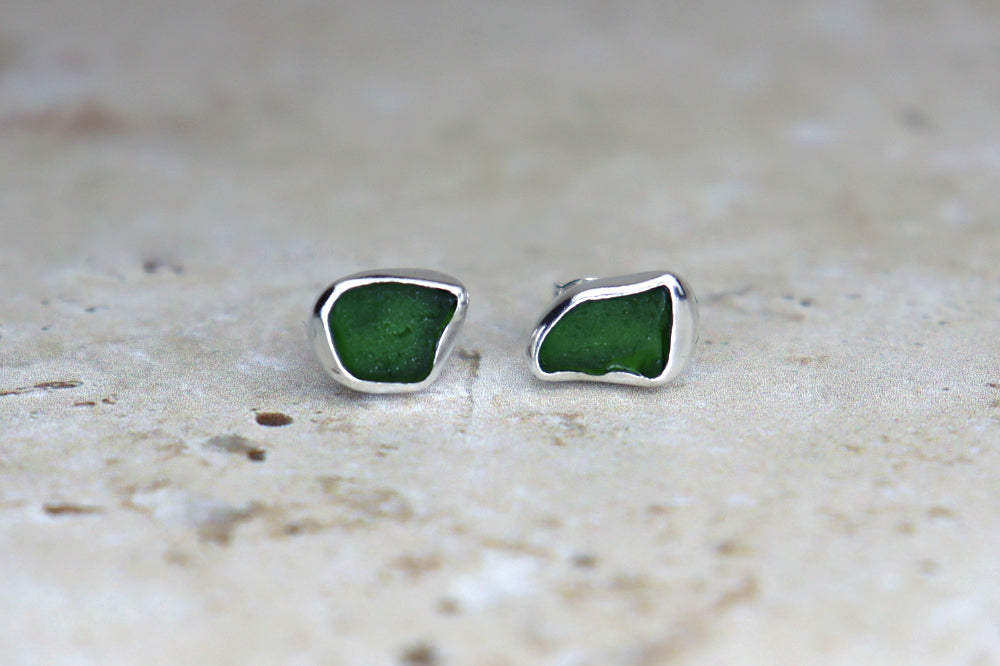 Welsh Sea Glass Stud Earrings