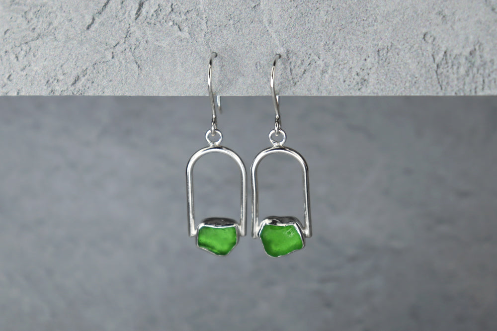 Welsh Sea Glass Geometric Earring