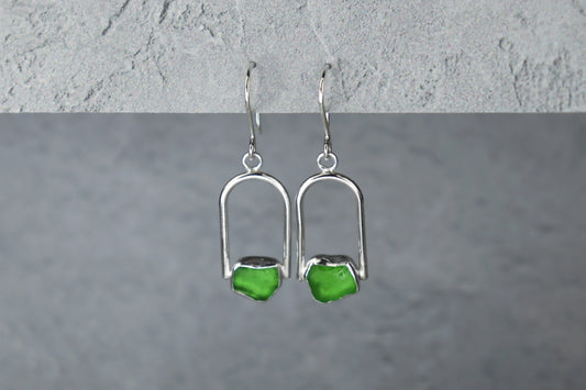 Welsh Sea Glass Geometric Earring