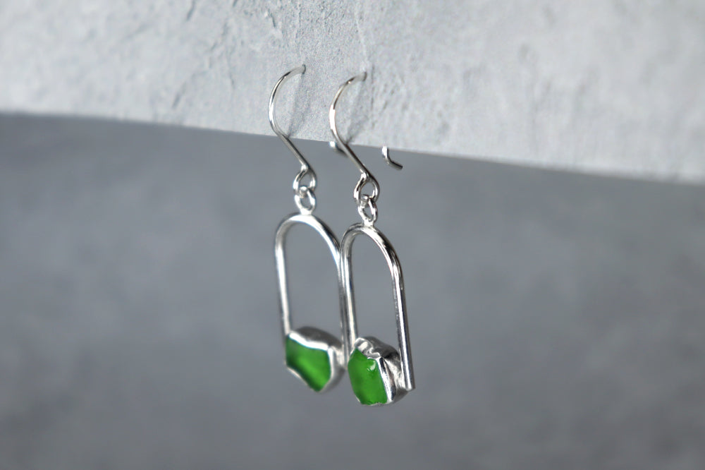 Welsh Sea Glass Geometric Earring