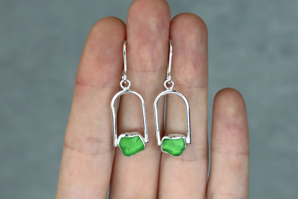 Welsh Sea Glass Geometric Earring