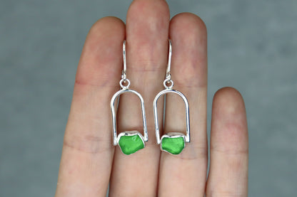 Welsh Sea Glass Geometric Earring