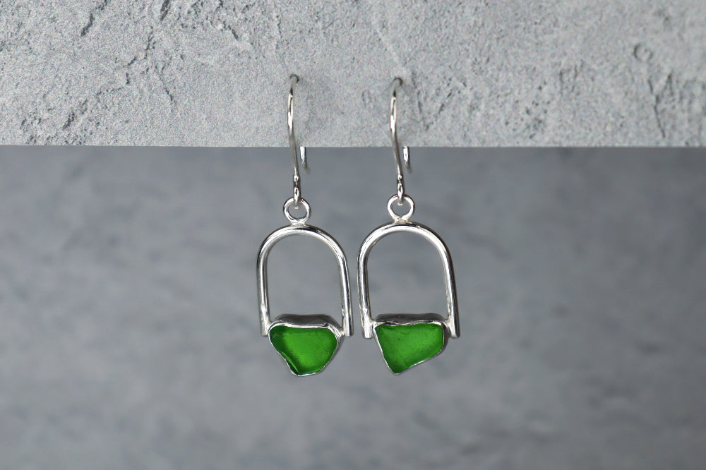 Welsh Sea Glass Geometric Earring