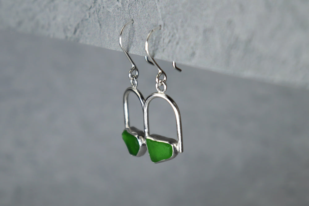 Welsh Sea Glass Geometric Earring
