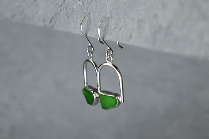 Welsh Sea Glass Geometric Earring
