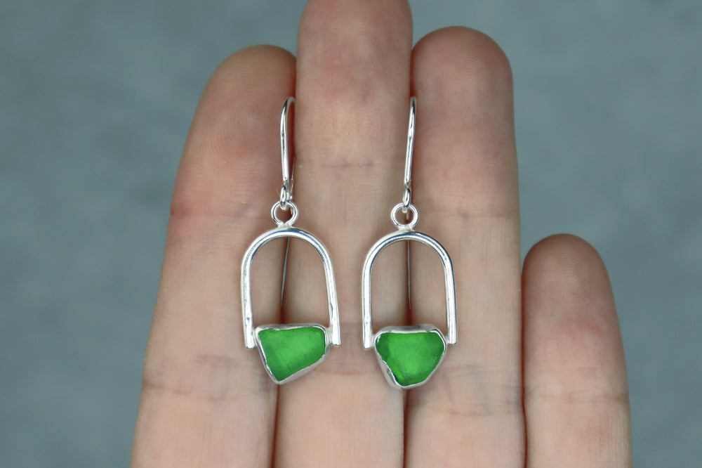 Welsh Sea Glass Geometric Earring