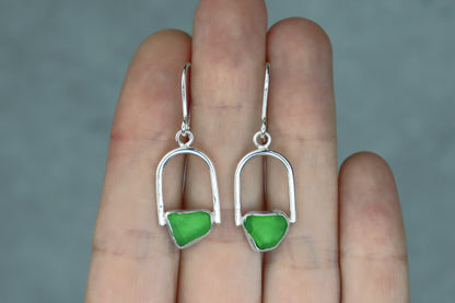 Welsh Sea Glass Geometric Earring