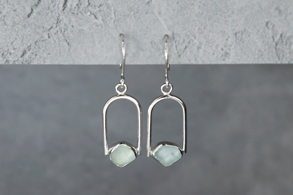 Welsh Sea Glass Geometric Earring