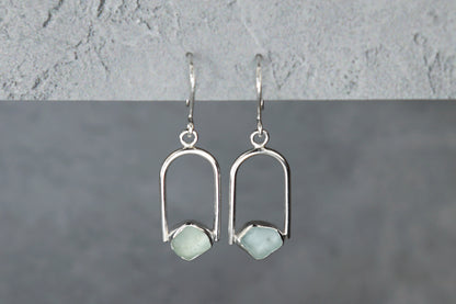 Welsh Sea Glass Geometric Earring