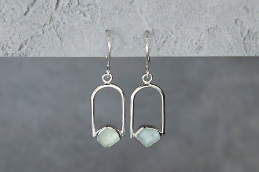 Welsh Sea Glass Geometric Earring