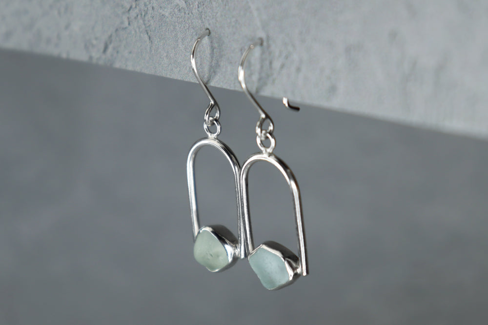 Welsh Sea Glass Geometric Earring