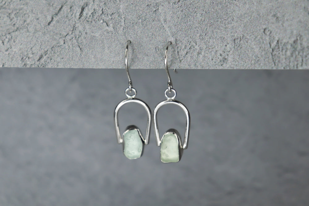 Welsh Sea Glass Geometric Earring