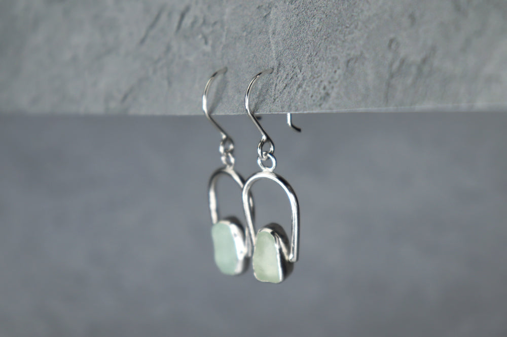Welsh Sea Glass Geometric Earring