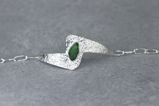 Welsh Sea Glass Reticulated Sterling Silver Cuff