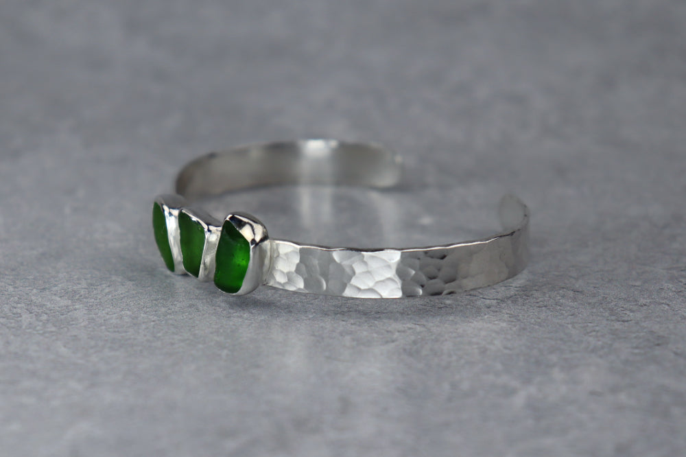 Welsh Sea Glass Sterling Silver Cuff