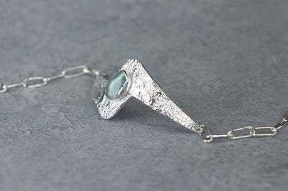 Welsh Sea Glass Reticulated Sterling Silver Cuff