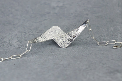 Welsh Sea Glass Reticulated Sterling Silver Cuff