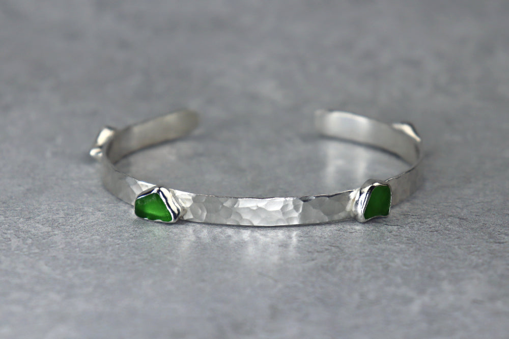 Welsh Sea Glass Sterling Silver Cuff