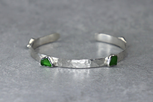 Welsh Sea Glass Sterling Silver Cuff