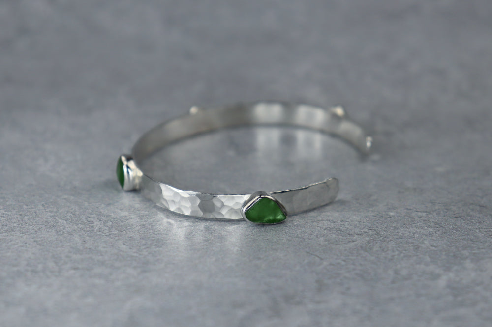 Welsh Sea Glass Sterling Silver Cuff
