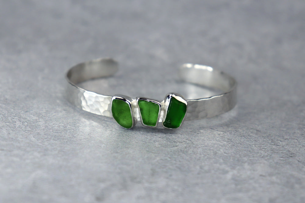 Welsh Sea Glass Sterling Silver Cuff