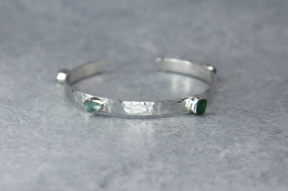Welsh Sea Glass Sterling Silver Cuff