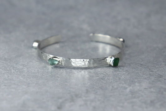 Welsh Sea Glass Sterling Silver Cuff