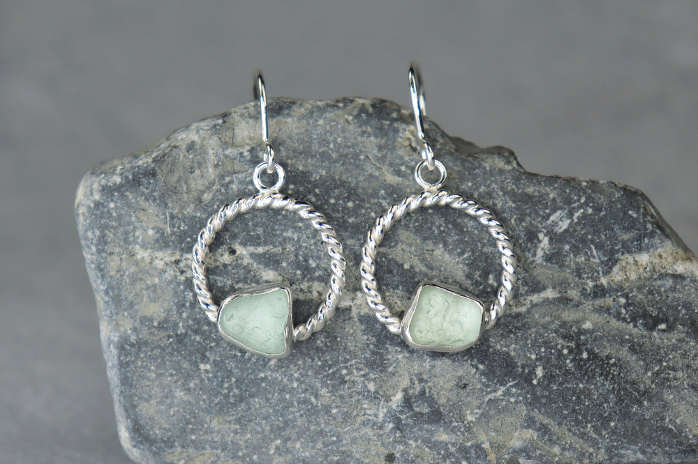 Welsh Sea Glass Geometric Earrings