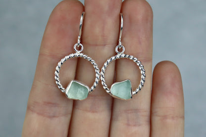 Welsh Sea Glass Geometric Earrings