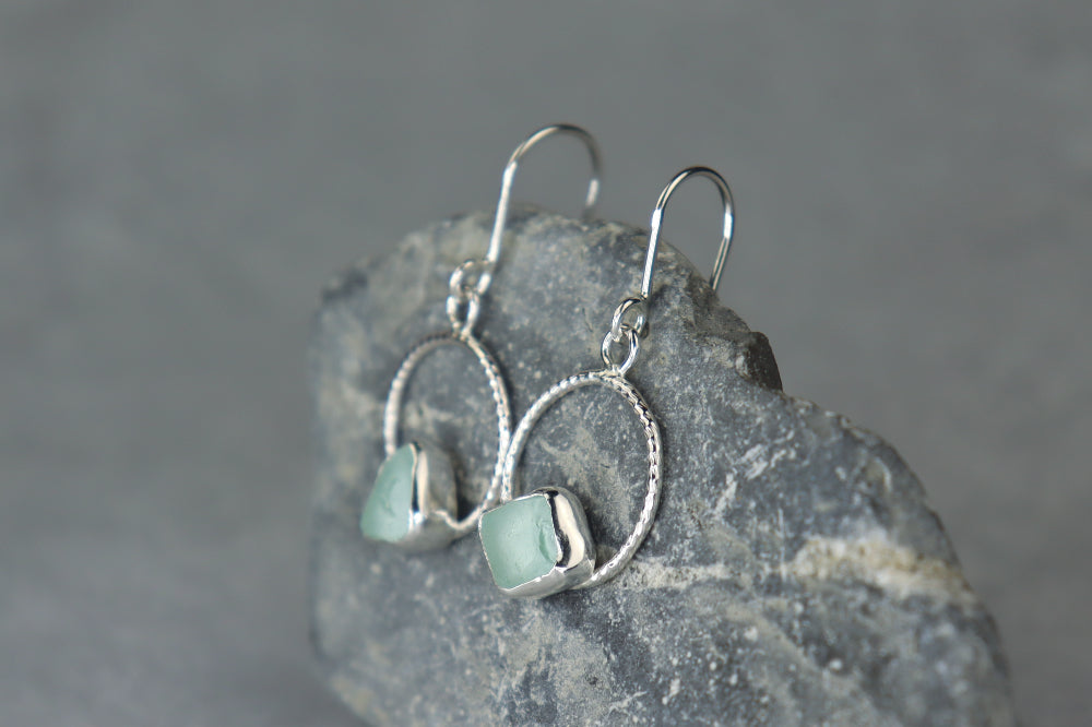Welsh Sea Glass Geometric Earrings