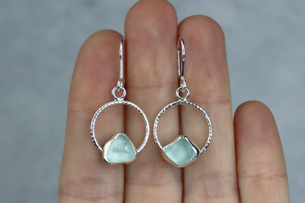 Welsh Sea Glass Geometric Earrings