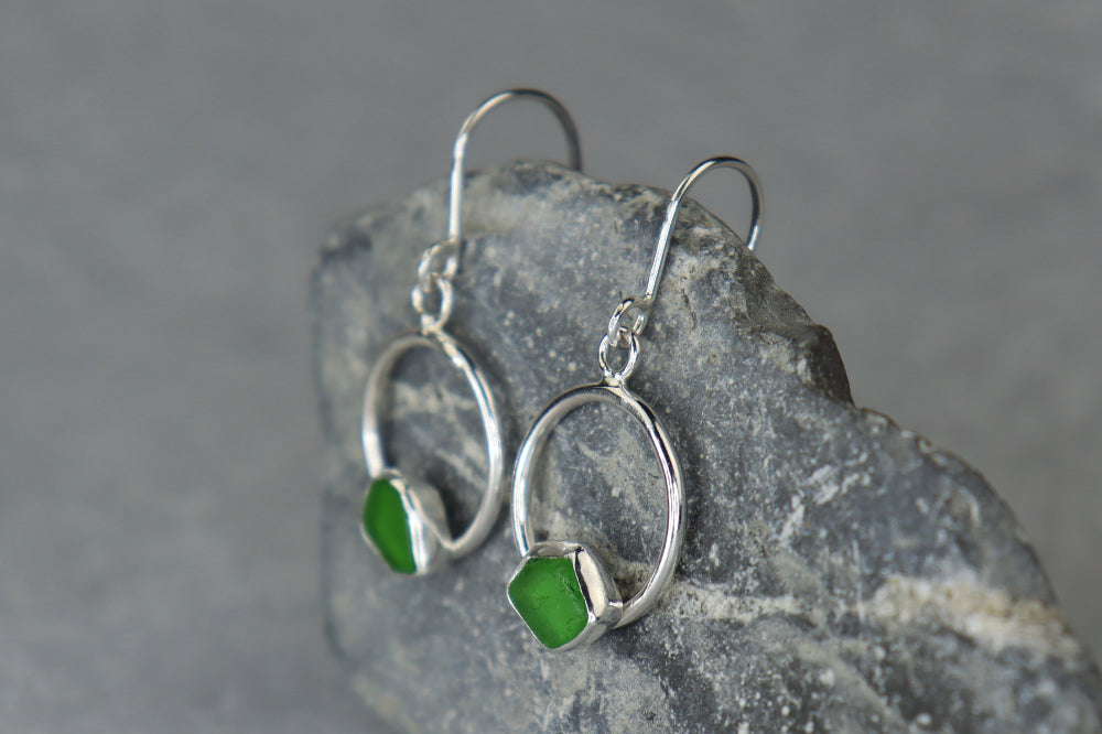 Welsh Sea Glass Geometric Earrings