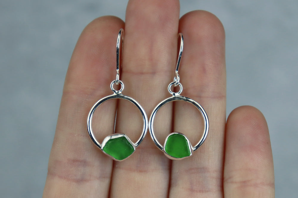 Welsh Sea Glass Geometric Earrings