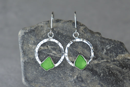 Welsh Sea Glass Geometric Earrings