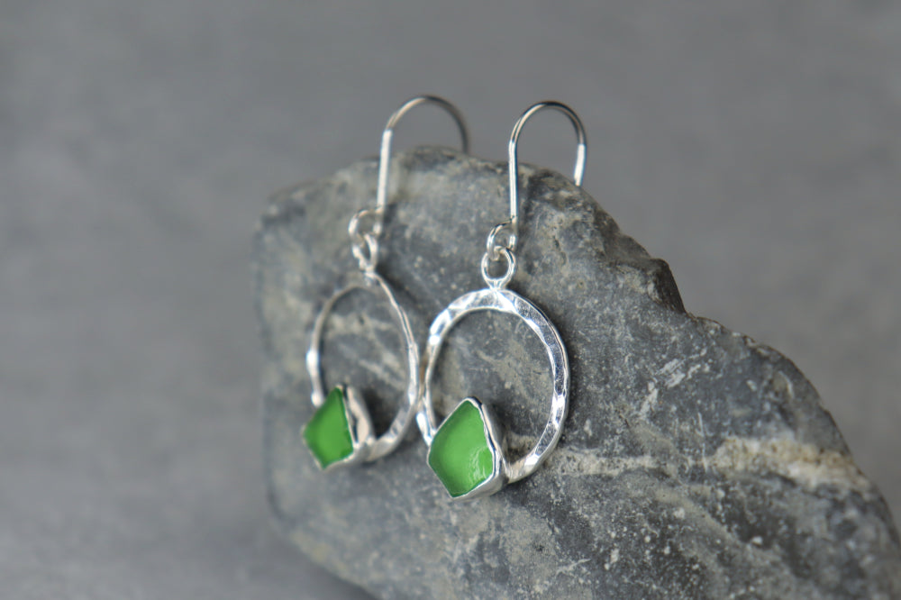 Welsh Sea Glass Geometric Earrings